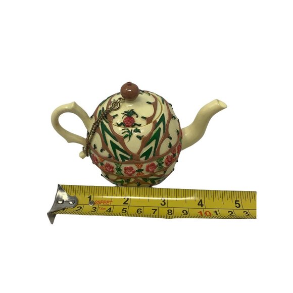 Vintage Nini Japan Hand Painted Teapot Trinket Box Floral Staffordshire Style - Picture 7 of 11